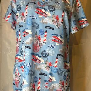 North Carolina Scrub Top First In Flight Tar Heel State Blue Medium